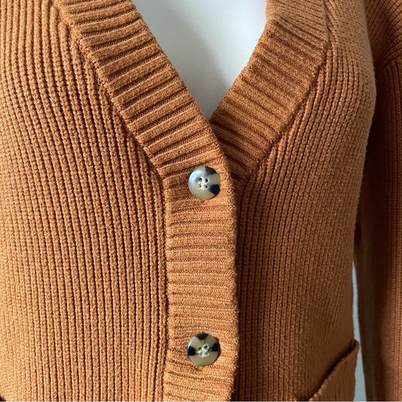 VICI Chunky Knit Cardigan Sweater Button Down Prep Preppy Oversized Cognac Small - Picture 3 of 11